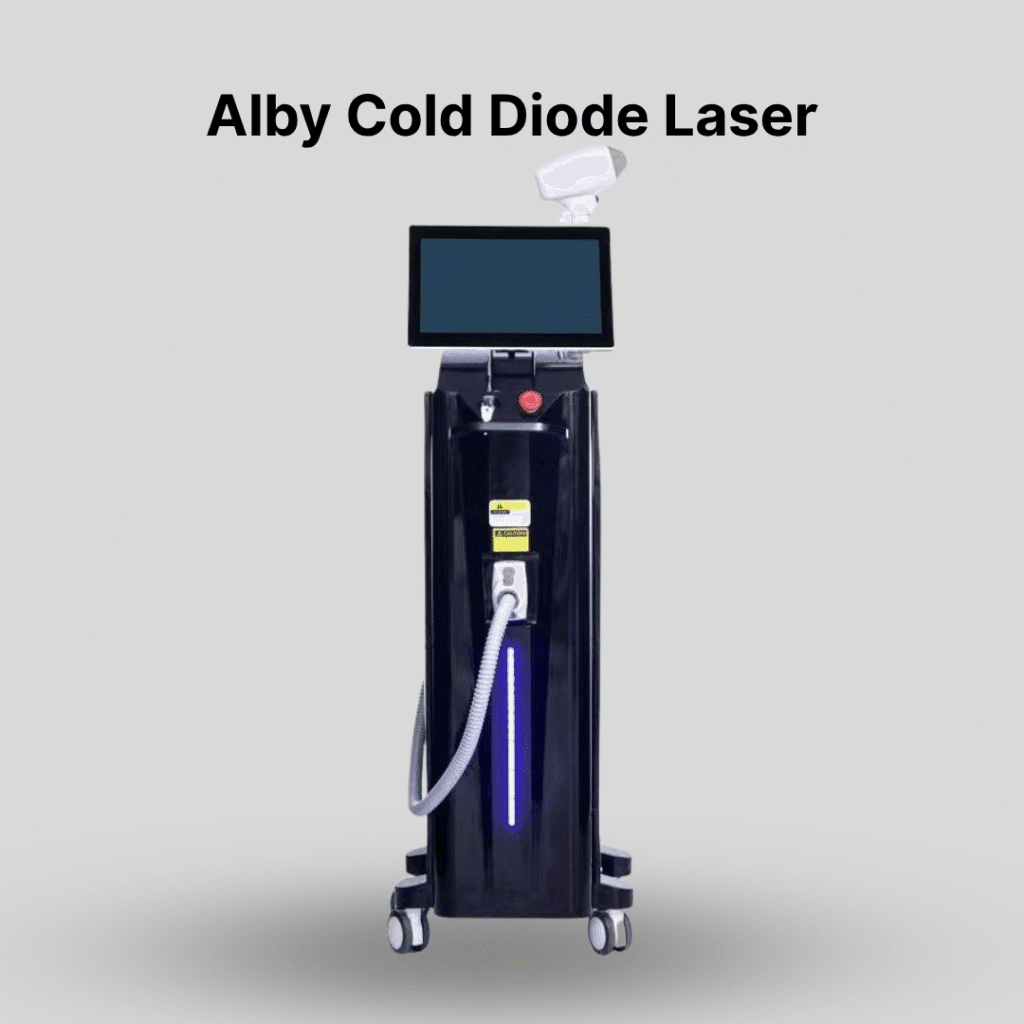 Alby Cold marka Diode lazer cihazının ön görünümü